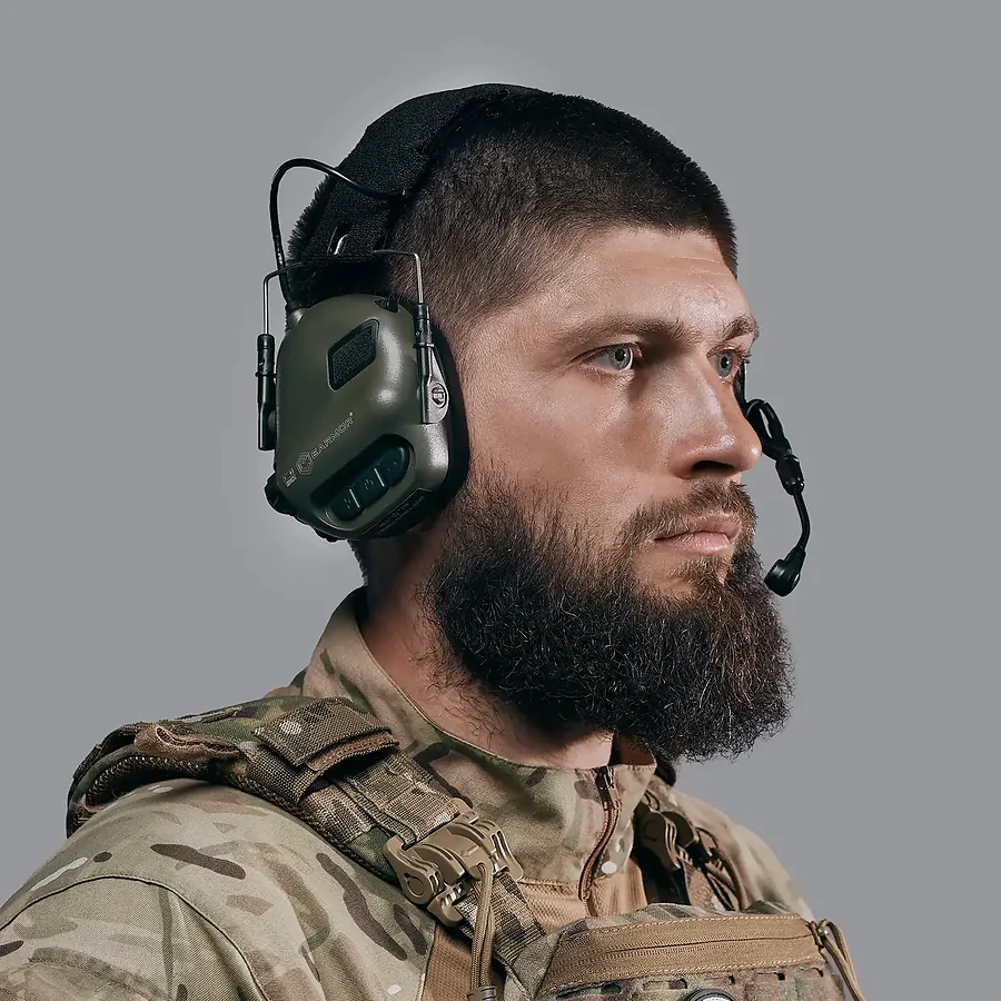 Активні тактичні навушники із мікрофоном Earmor M32 MOD3 Helmet Version. Олива