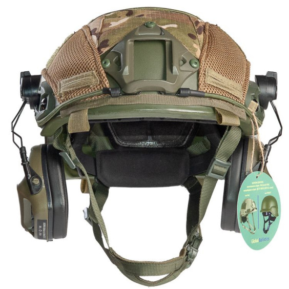 Шлем FAST в кавере с наушниками Earmor M32H (олива)