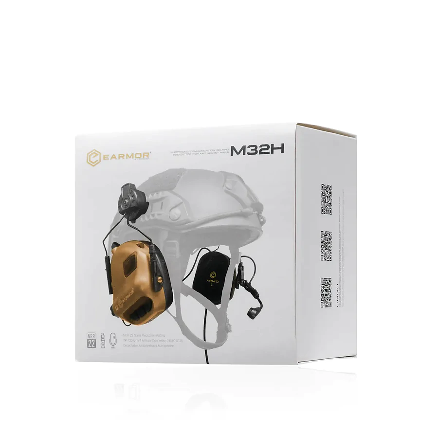 Тактические наушники EARMOR M32H c креплением под каску КОЙОТ