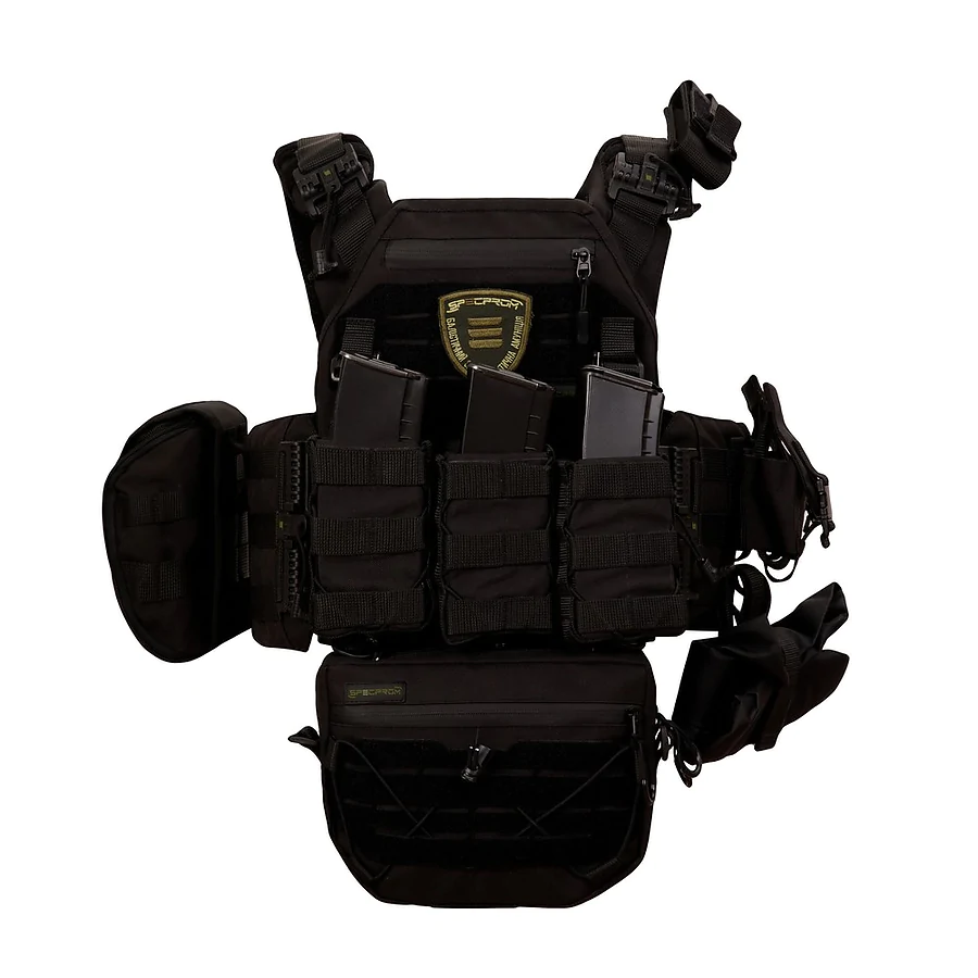 Плитоноска Warmor gen.3 Pro Max. Система быстрого сброса. 7 подсумков. Черный
