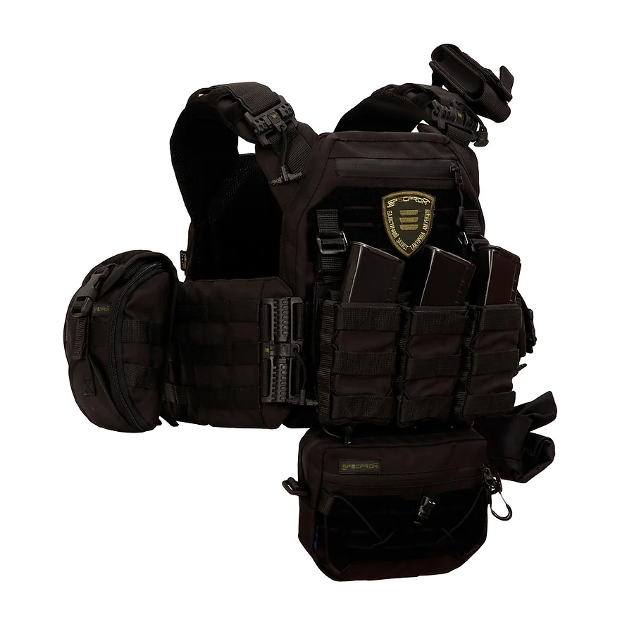 Плитоноска Warmor gen.3 Pro Max. Система быстрого сброса. 7 подсумков. Черный