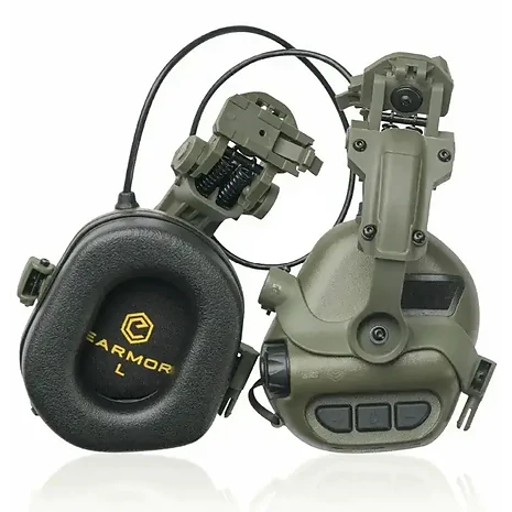 Тактичні навушники EARMOR M32H ОЛИВА з кріпленнями під каску "ЧЕБУРАШКА"