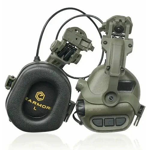 Тактичні навушники EARMOR M32H ОЛИВА з кріпленнями під каску "ЧЕБУРАШКА"