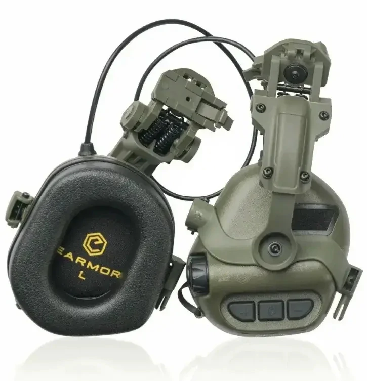 Тактичні навушники EARMOR M32H ОЛИВА з кріпленнями під каску "ЧЕБУРАШКА"