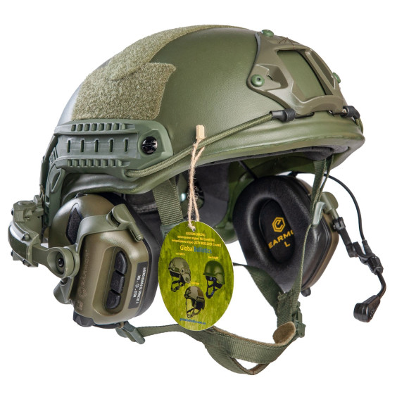 Шлем FAST с наушниками M32H с "Чебурашками". Олива