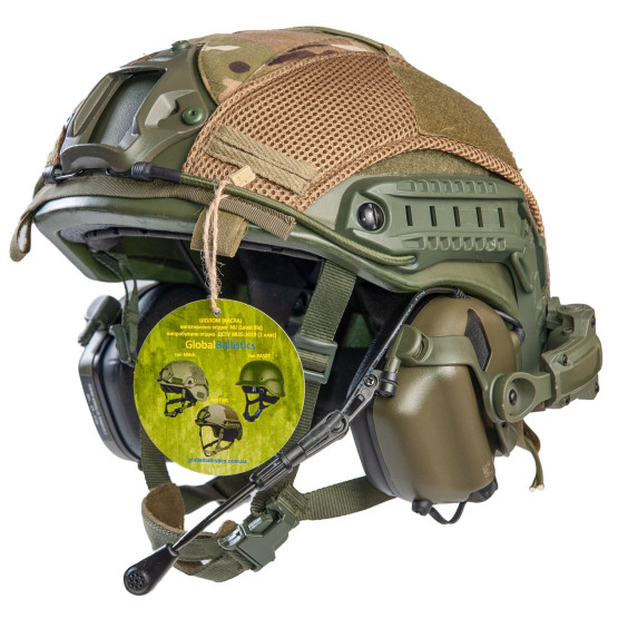 Шлем FAST в кавере с наушниками Earmor M32H и креплением чебурашка