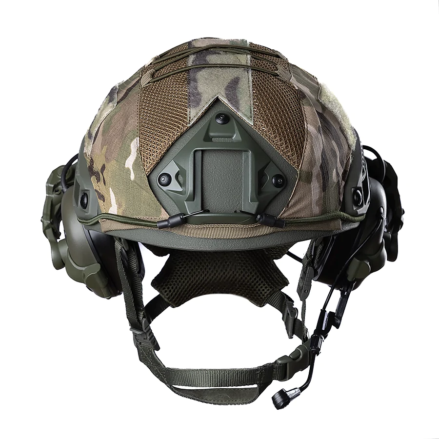 Баллистический бронешлем FAST SPECPROM в кавере с наушниками Earmor M32 (X). Олива