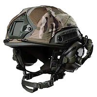 Балістичний бронешолом FAST SPECPROM в кавері з навушниками Earmor M32 (X). Олива