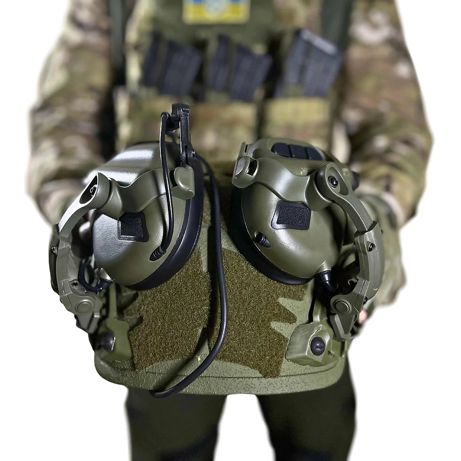 Комплект тактический бронешлем Sestan-Busch Helmet BK-ACH-HC с активными наушниками Earmor M32 (X). Олива. (M/L)