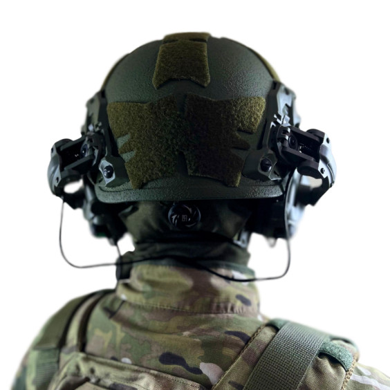 Комплект тактический шлем Sestan-Busch Helmet BK-ACH-HC,. Наушники Earmor с "Чебурашками". Олива. (M/L)