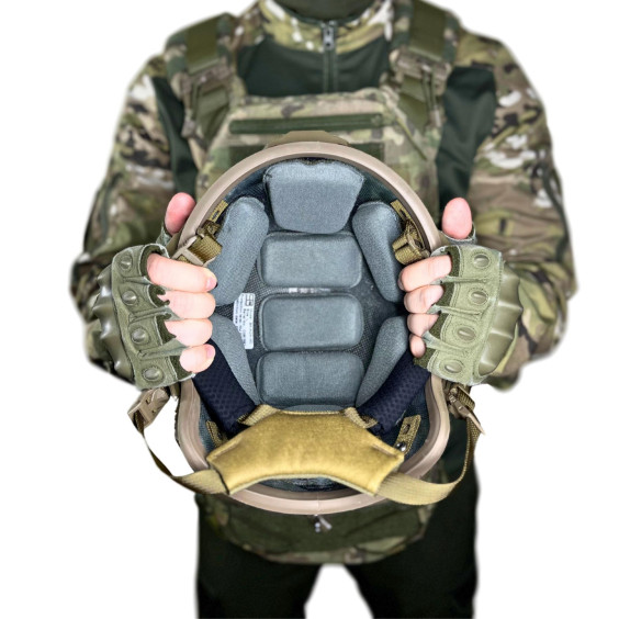 Комплект тактичний шолом Sestan-Busch Helmet BK-ACH-HC,. Навушники Earmor з "Чебурашками". Олива. (M/L)