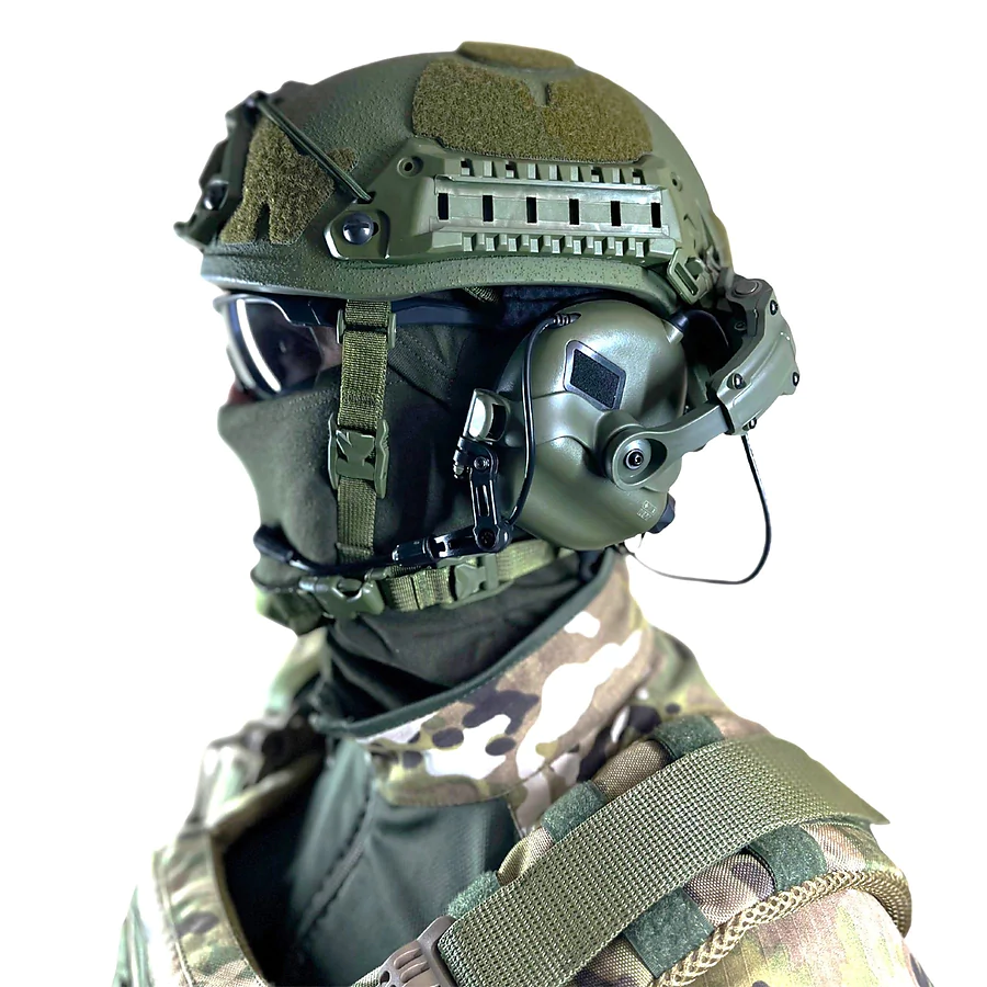 Комплект тактический бронешлем Sestan-Busch Helmet BK-ACH-HC с активными наушниками Earmor M32 (X). Олива. (M/L)