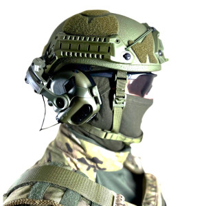 Комплект тактичний шолом Sestan-Busch Helmet BK-ACH-HC,. Навушники Earmor з "Чебурашками". Олива. (M/L)