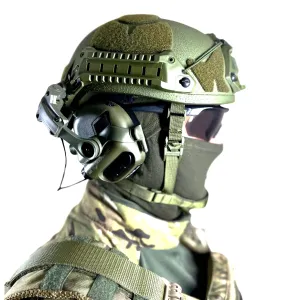 Комплект тактический шлем Sestan-Busch Helmet BK-ACH-HC,. Наушники Earmor с "Чебурашками". Олива. (M/L)