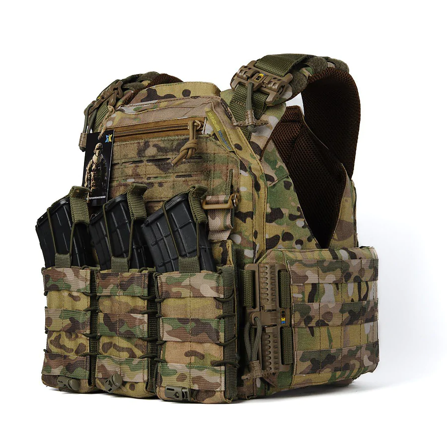 Плитоноска женская Warmor gen.3 FL (for Ladies). С подсумками под магазины АК и быстрым боковым и верхним сбросом (без плит). Мультикам.