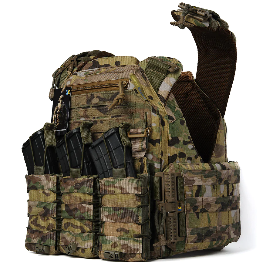 Плитоноска женская Warmor gen.3 FL (for Ladies). С подсумками под магазины АК и быстрым боковым и верхним сбросом (без плит). Мультикам.