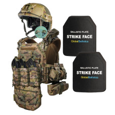 Базовый набор индивидуальной защиты: шлем FAST + плитоноска с полным набором подсумков + плиты 6 кл. ДСТУ. Мультикам.