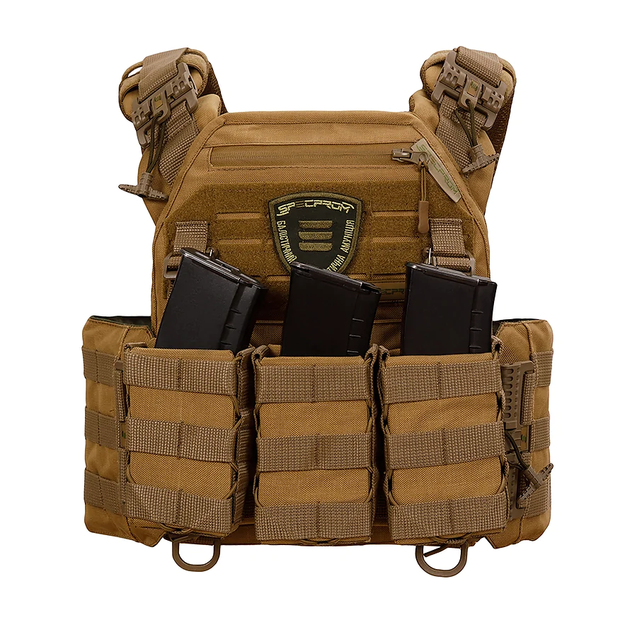 Плитоноска Warmor gen.3 Pro Койот. Сиcтема быстрого сброса. 3 подсумка