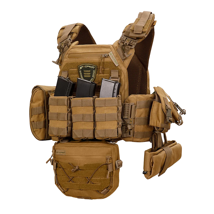 Плитоноска Warmor gen.3 Pro Max XL Койот. Система быстрого сброса. 7 подсумок. (Большого размера)