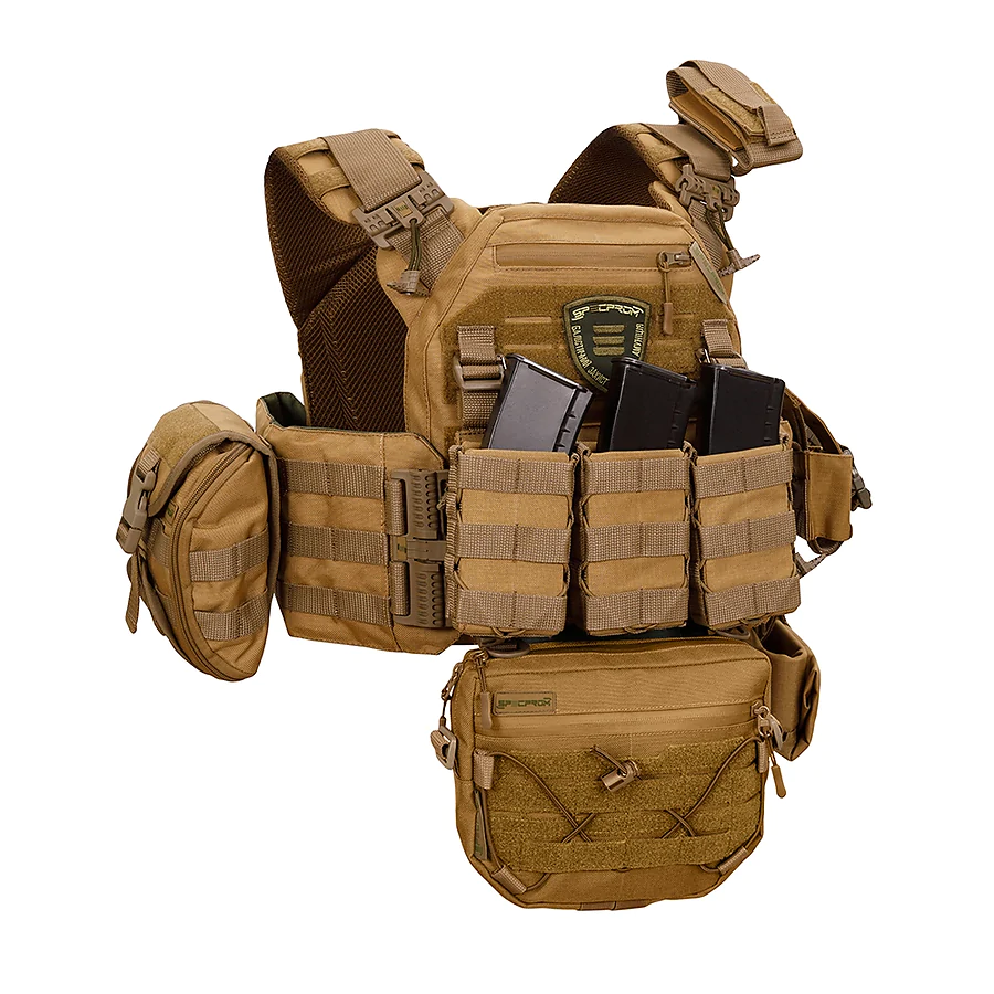 Плитоноска Warmor gen.3 Pro Max XL Койот. Система быстрого сброса. 7 подсумок. (Большого размера)