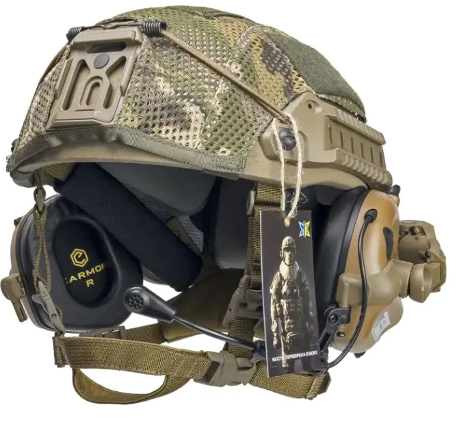 Комплект тактический бронешлем Sestan-Busch Helmet BK-ACH-HC с активными наушниками Earmor M32 (X). КОЙОТ. (S-XL)