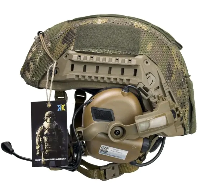 Комплект тактический бронешлем Sestan-Busch Helmet BK-ACH-HC с активными наушниками Earmor M32 (X). КОЙОТ. (S-XL)