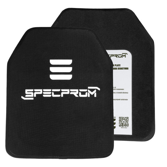 Керамічні бронепластини SPECPROM 6-го класу. Вага 2,8 кг. Розмір 25 на 30 см. Чорна. Комплект - 2 шт.