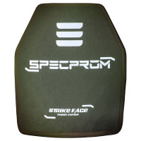 Керамічна бронеплита SPECPROM 5-го класу. Вага 3.38 кг. Розмір 27.5 на 35 см. Олива.