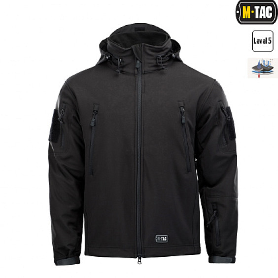 Куртка M-Tac Soft Shell с подстежкой Black. Черная