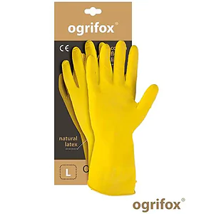 Перчатки латексные хозяйственные желтые Ogrifox