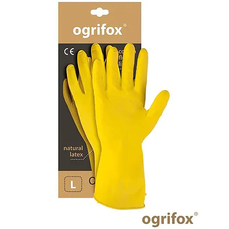 Рукавички латексні господарські жовті Ogrifox
