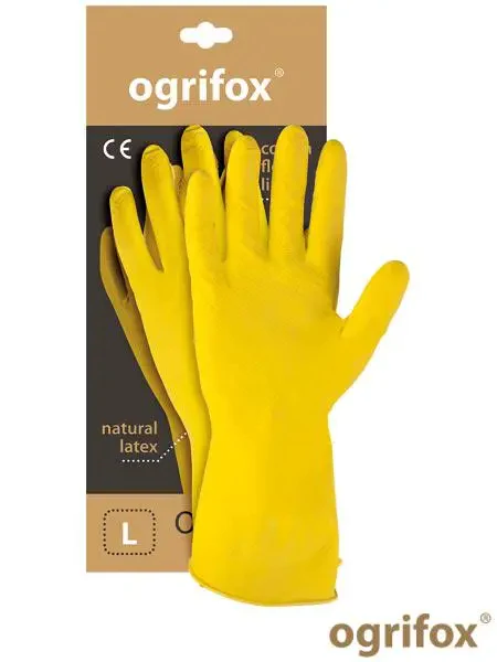 Перчатки латексные хозяйственные желтые Ogrifox