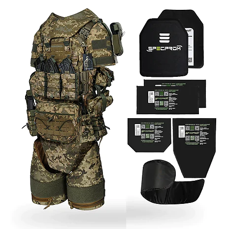 Бронежилет 6 класса Warmor Gen.3 FullSet SPECPROM. Баллистические пакеты 2 класса. Пиксель (ММ14)