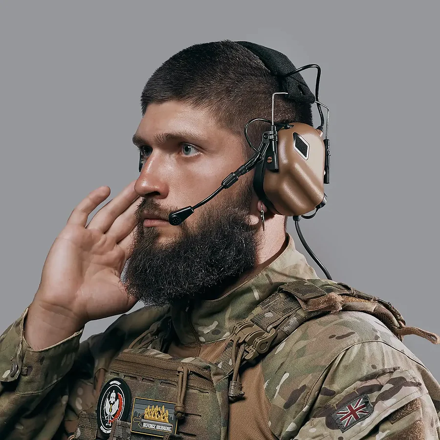 Активные тактические наушники с микрофоном Earmor M32 MOD3 Helmet Version. Койот