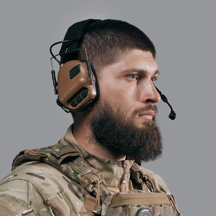Активные тактические наушники с микрофоном Earmor M32 MOD3 Helmet Version. Койот