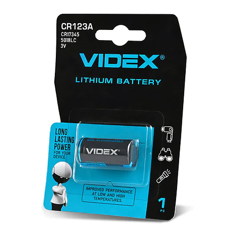 Батарейка літієва Videx CR123A 1шт в блістері