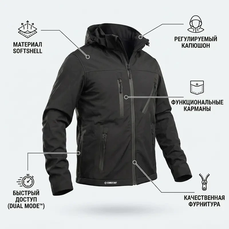 Куртка Softshell Combatant SHIFT CORE. Чорний