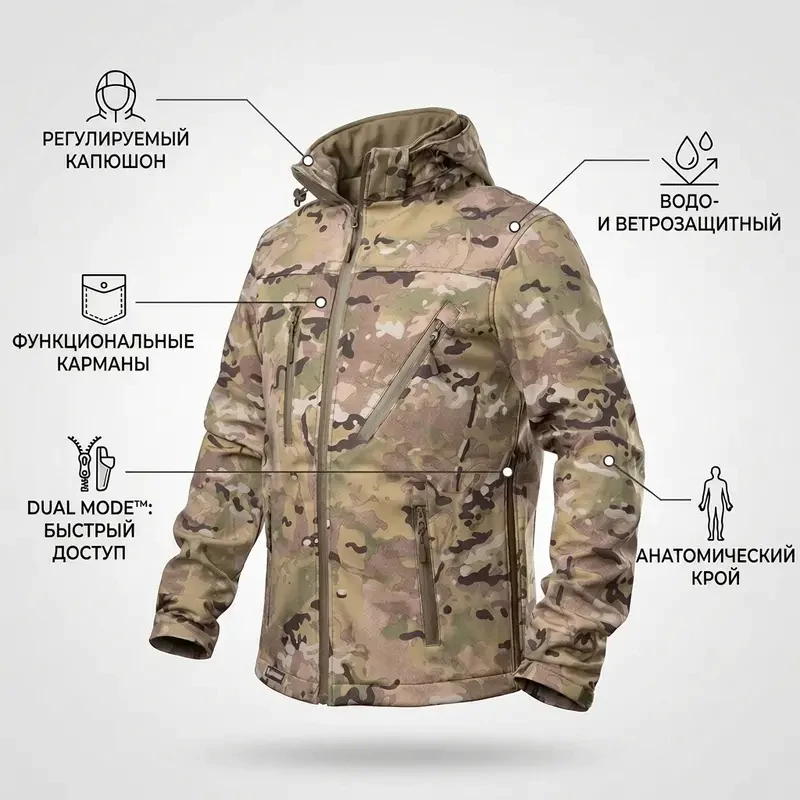 Куртка Softshell Combatant SHIFT CORE. Мультикам
