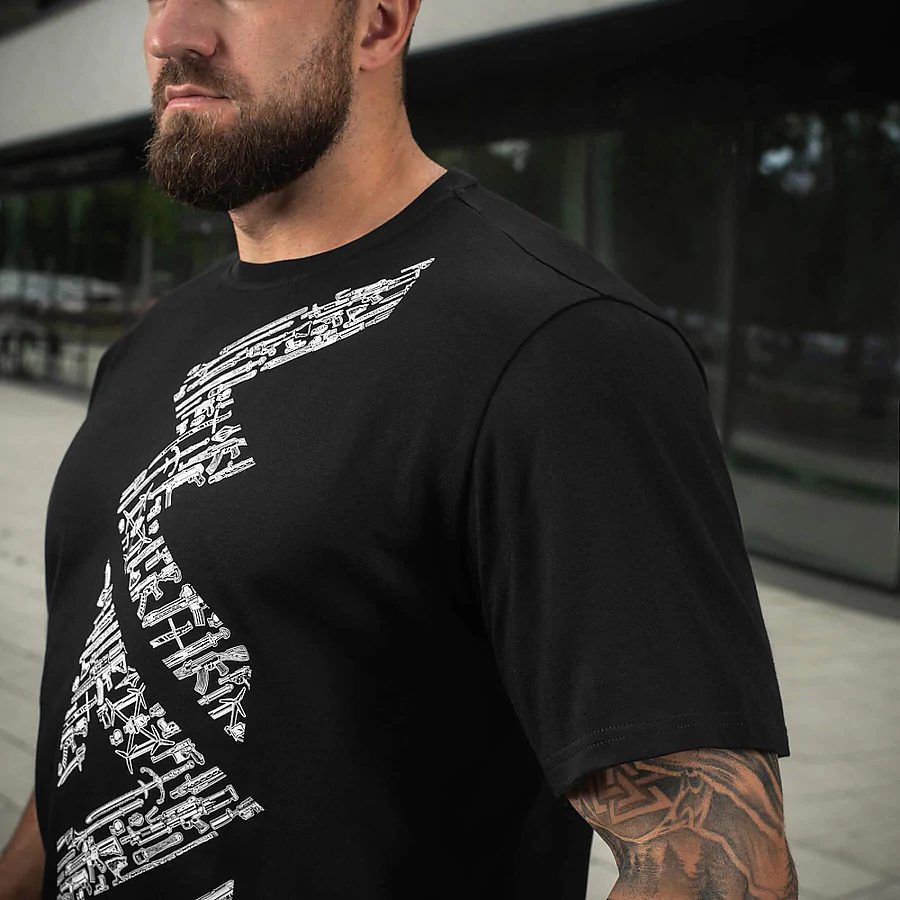 Футболка M-Tac WAR Cotton Hard Black/White. Чорний
