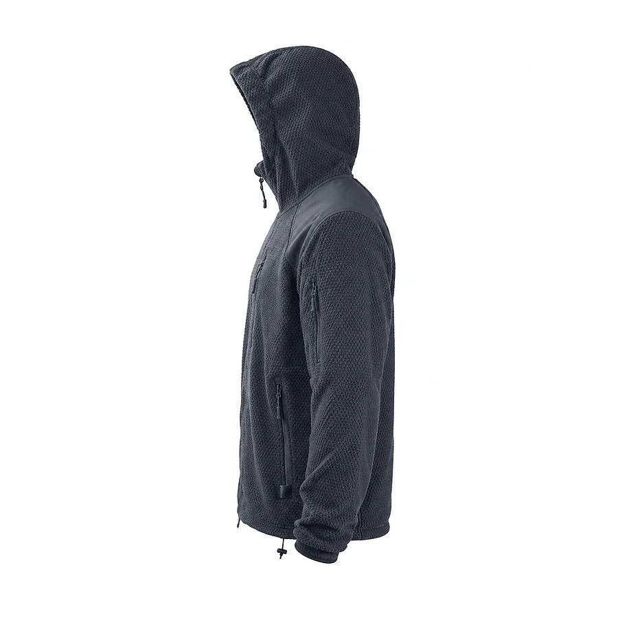 Кофта тактична флісова з капюшоном Han-Wild Grid Fleece. Чорний