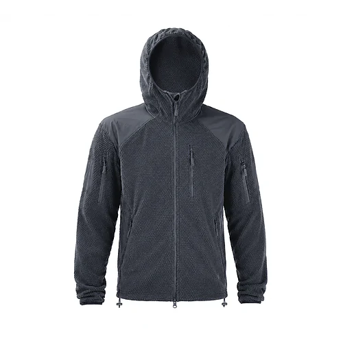 Кофта тактическая флисовая с капюшоном Han-Wild Grid Fleece. Черный