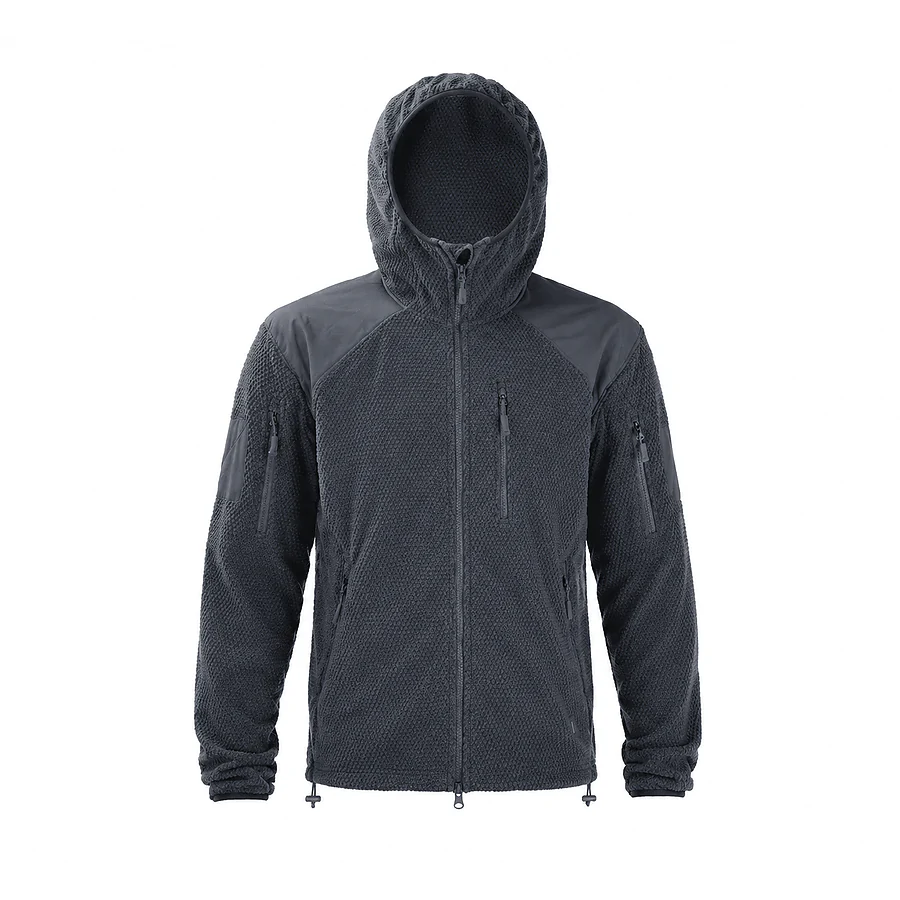 Кофта тактична флісова з капюшоном Han-Wild Grid Fleece. Чорний