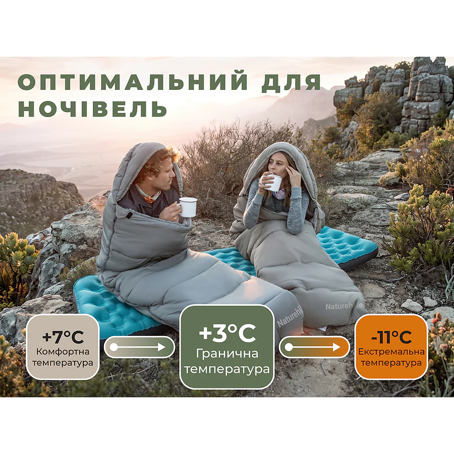 Спальный мешок с капюшоном Naturehike MS300 CNK2350WS023 левый. Серый