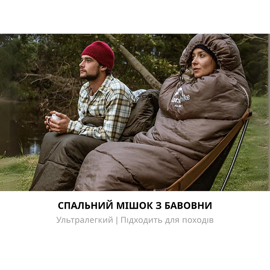 Спальный мешок с капюшоном Naturehike U150 NH20MSD07 11°C левый. Коричневый