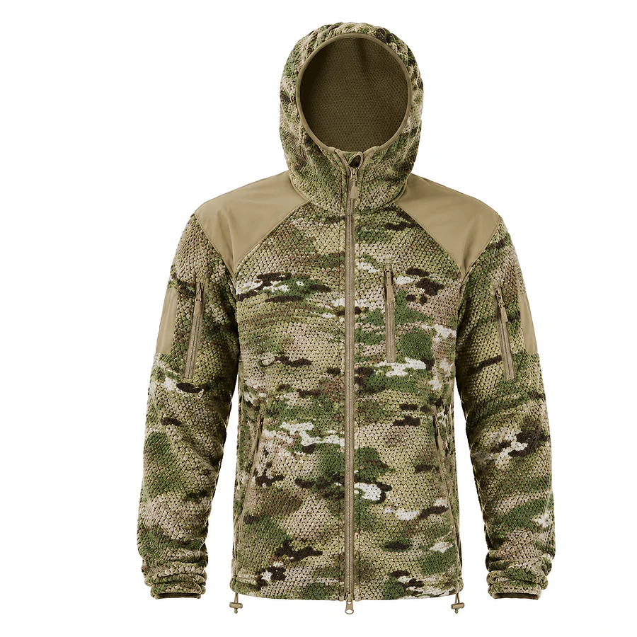 Кофта тактическая флисовая с капюшоном Han-Wild Grid Fleece. Мультикам