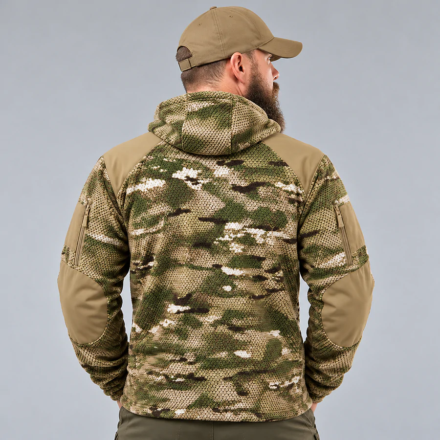 Кофта тактическая флисовая с капюшоном Han-Wild Grid Fleece. Мультикам