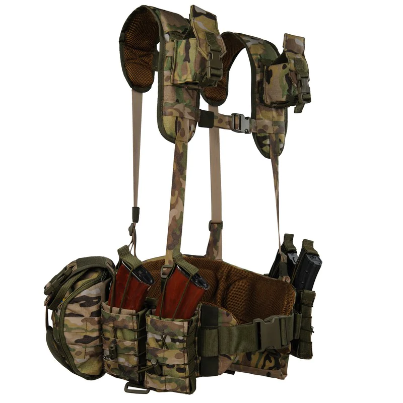 Ременно-плечевая система РПС Warbelt Molle с подсумками. Мультикам