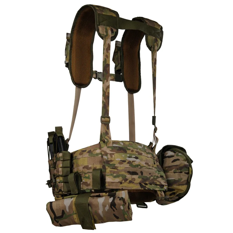Ременно-плечевая система РПС Warbelt Molle с подсумками. Мультикам