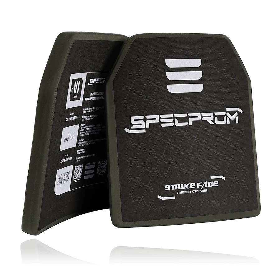 Керамическая бронеплита S-Line 6-го класса SPECPROM. Вес 2.9 кг. Размер 25 на 30 см