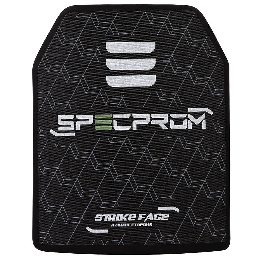 Поліетиленова бронеплита SPECPROM 3-го класу. Вага 1,4 кг. Розмір 25 на 30 см. Чорна.
